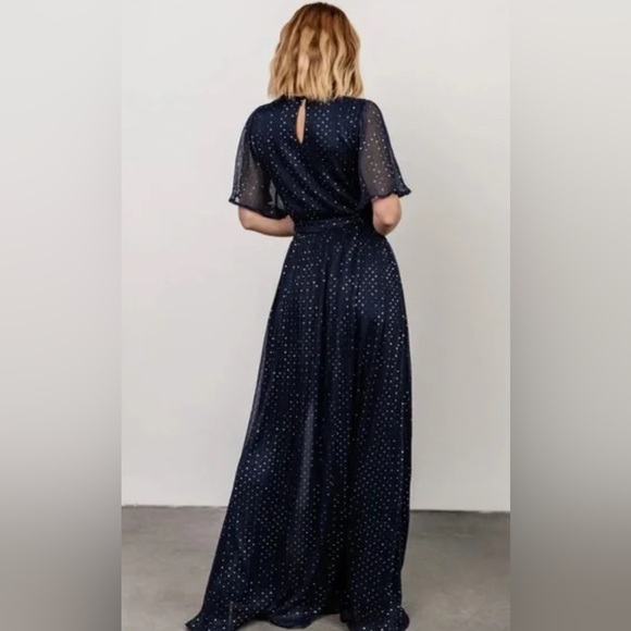 NWT Baltic Born Blue and Silver Speckle Short Sleeve Grace Sparkle Maxi Dress - Picture 9 of 9